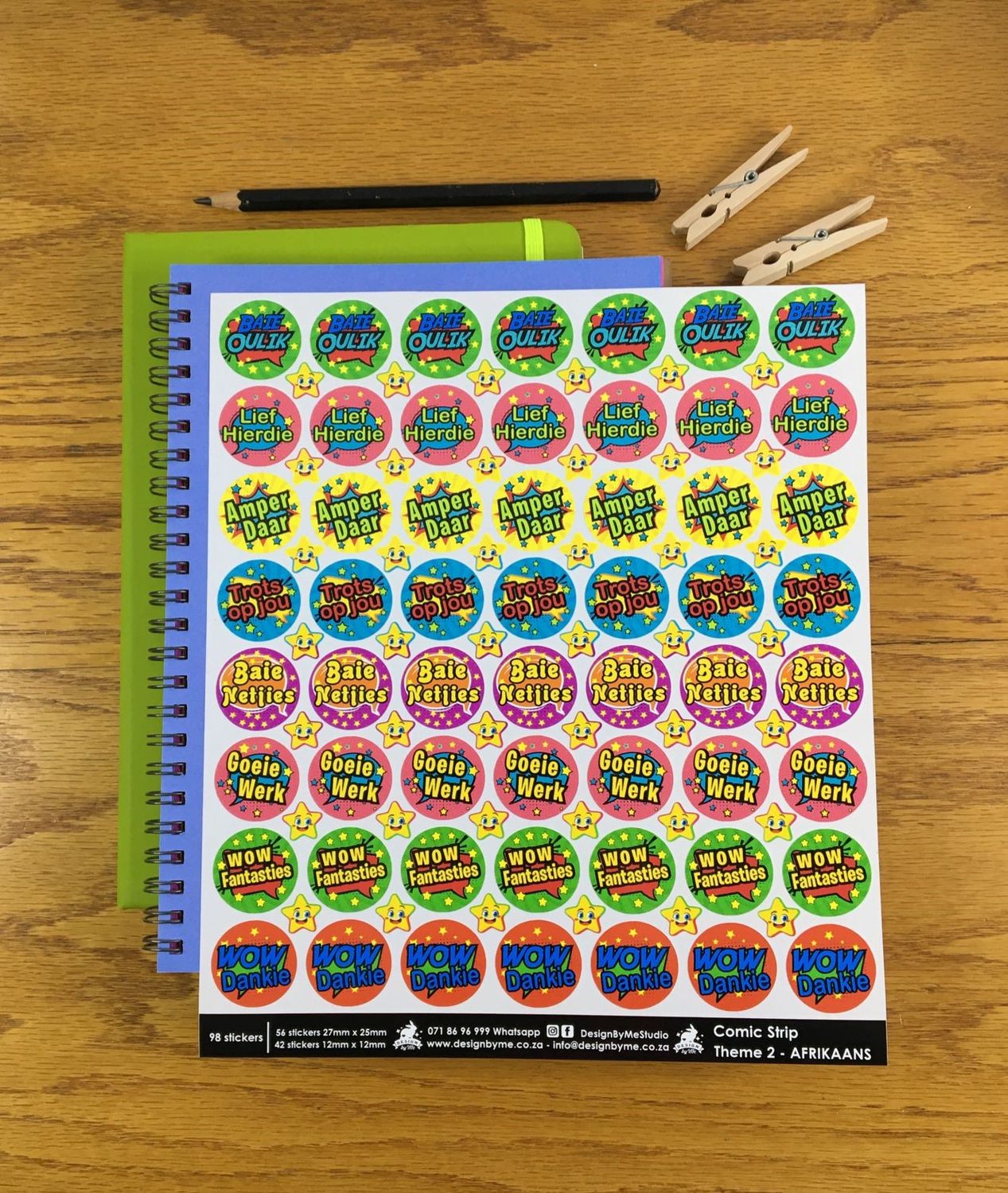 Comic Strip Theme 2 Reward Stickers - Afrikaans