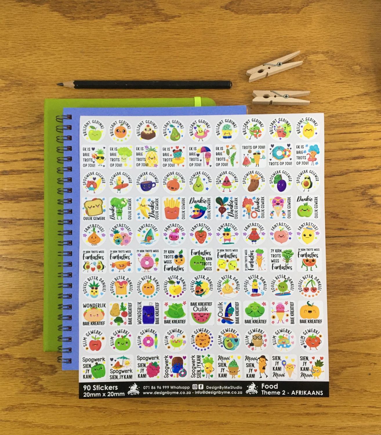 Food Theme 2 Reward Stickers - Afrikaans