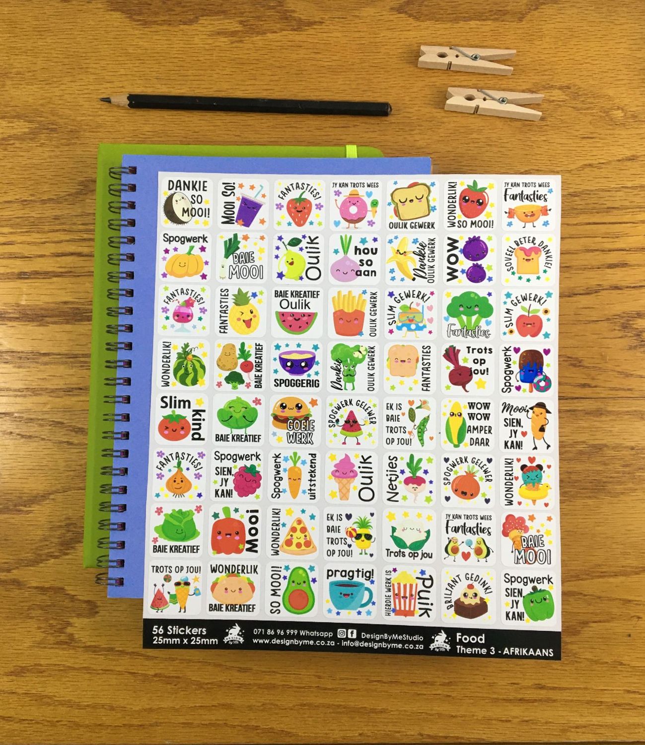 Food Theme 3 Reward Stickers - Afrikaans