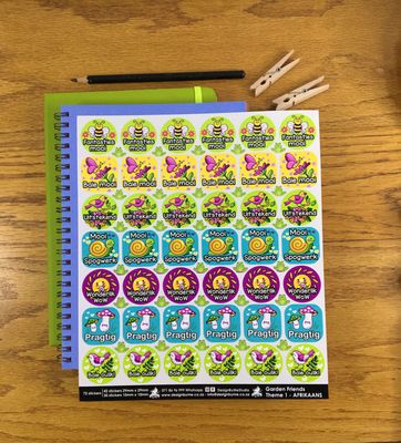 Garden Friends Theme 1 Reward Stickers - Afrikaans