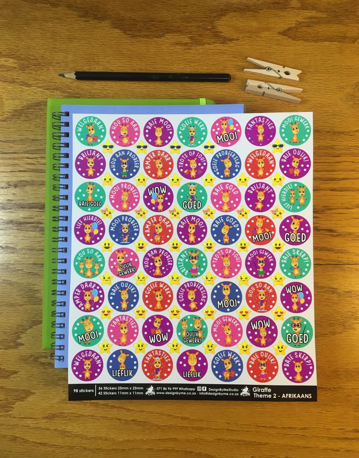 Giraffe Theme 2 Reward Stickers - Afrikaans
