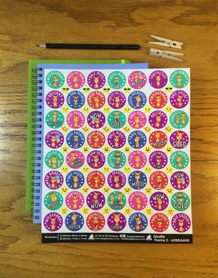 Giraffe Theme 2 Reward Stickers - Afrikaans