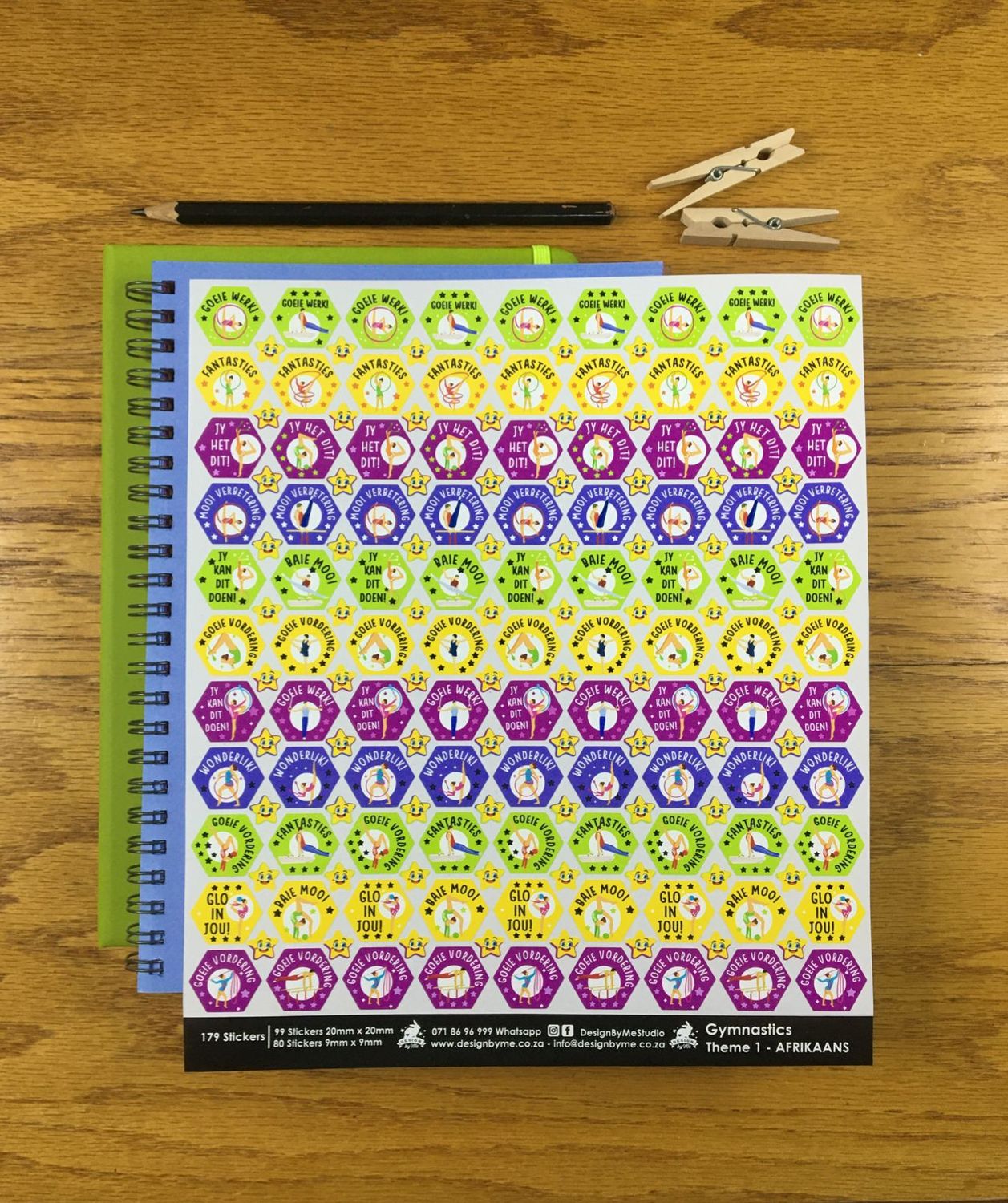 Gymnastics Theme 1 Reward Stickers - Afrikaans