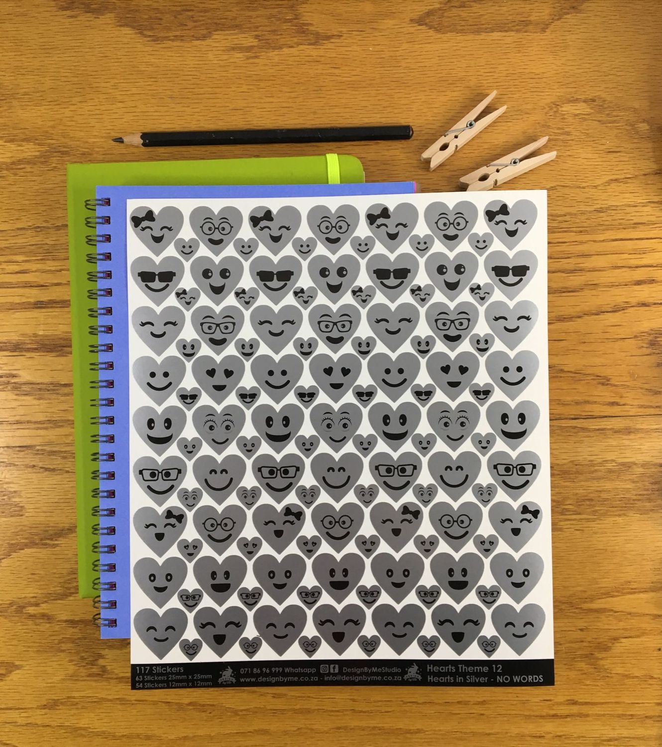Silver Heart Theme 12 - NO WORDS - Fancy Shaped Stickers