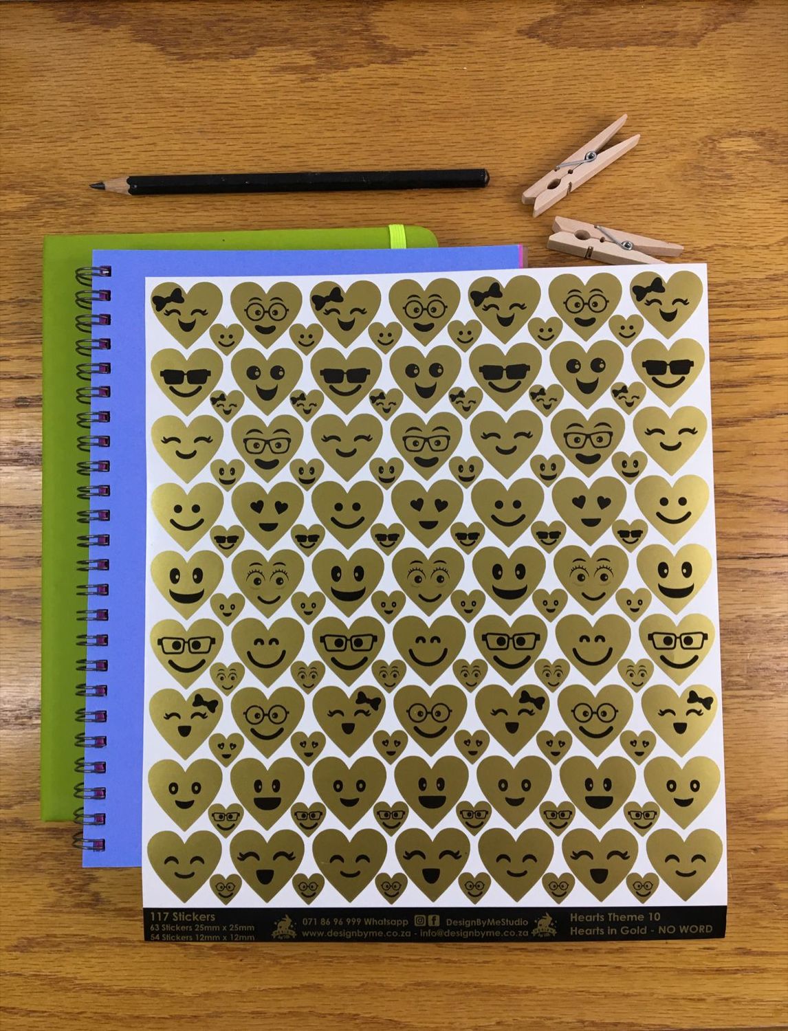 Gold Heart Theme 10 - NO WORDS - Fancy Shaped Gold Stickers