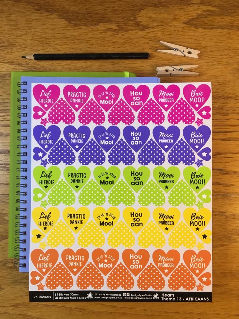 Heart Theme 13 - Afrikaans - Fancy Shaped Stickers