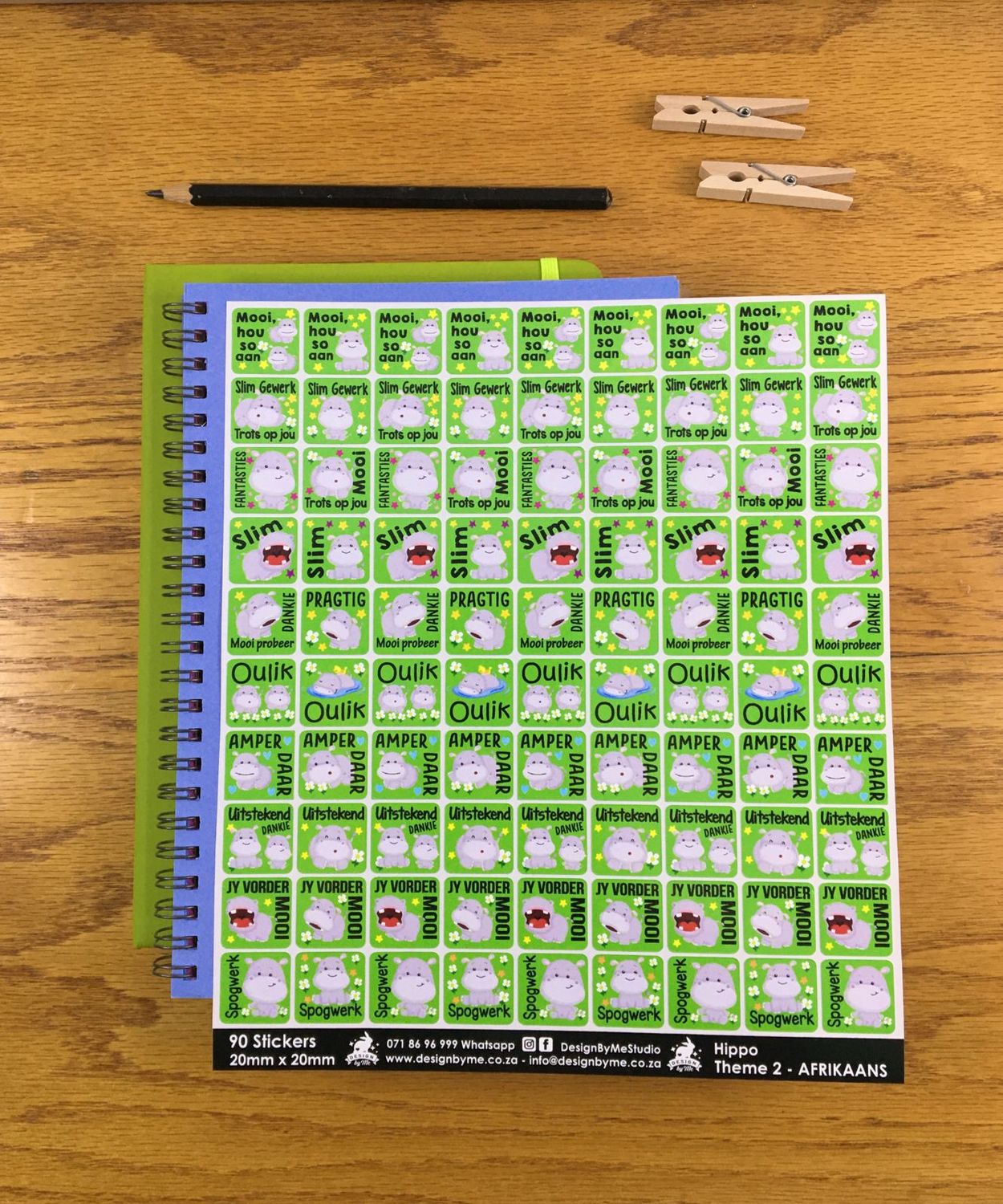 Hippo Theme 2 Reward Stickers - Afrikaans