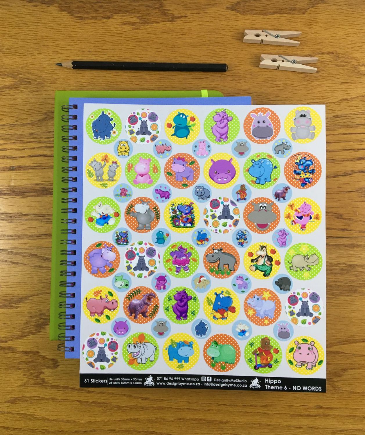 Hippo Theme 6 - NO WORDS Stickers