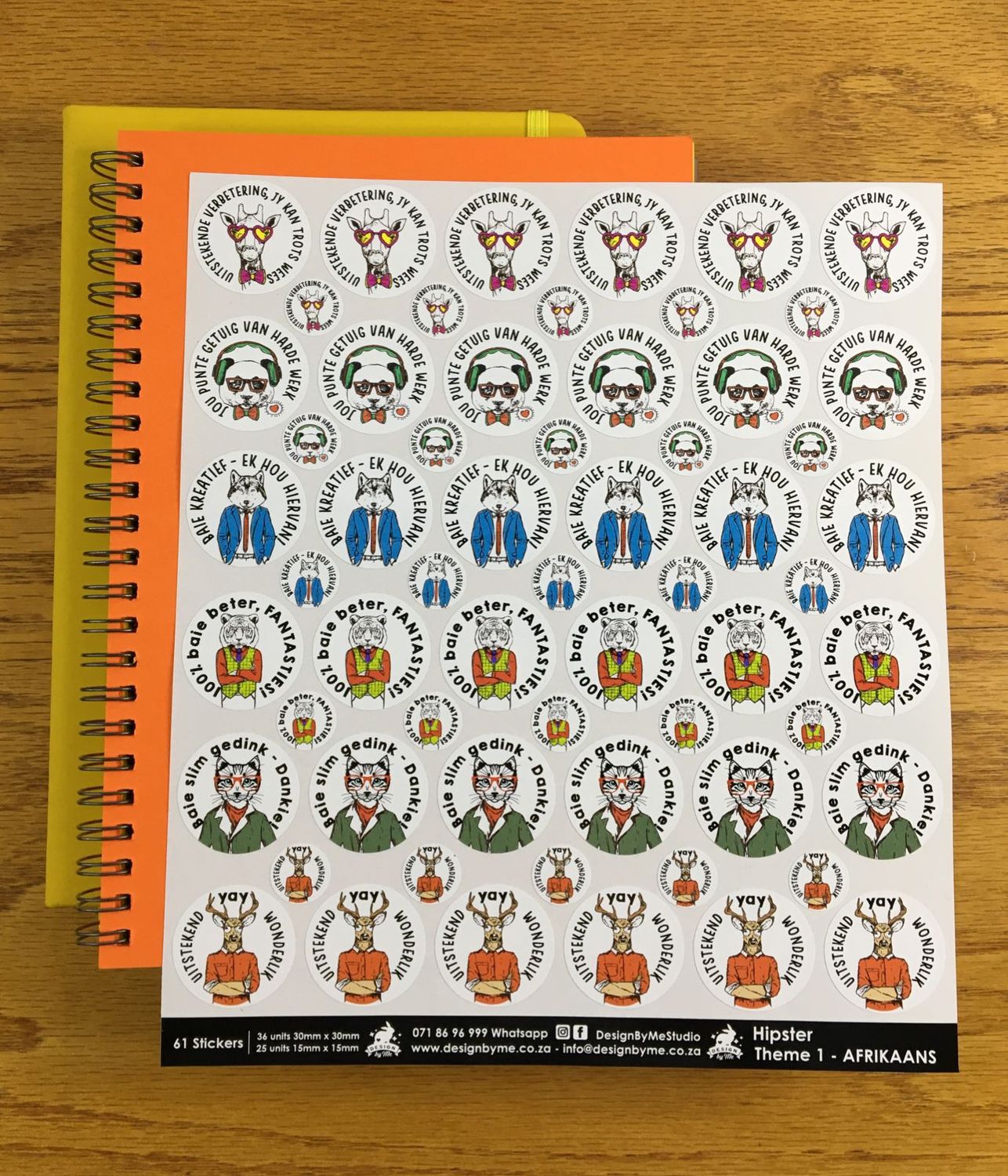 Hipster Theme 1 Reward Stickers - Afrikaans
