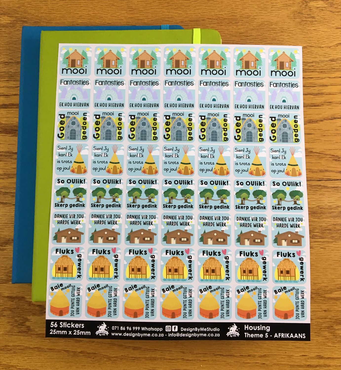 Housing Theme 5 Reward Stickers - Afrikaans