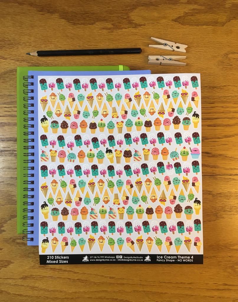 Ice Cream Theme 4 Reward Stickers - NO WORDS
