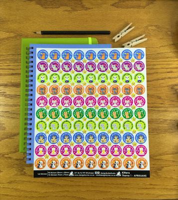 Kittens and Cat Theme 1 Reward Stickers - Afrikaans