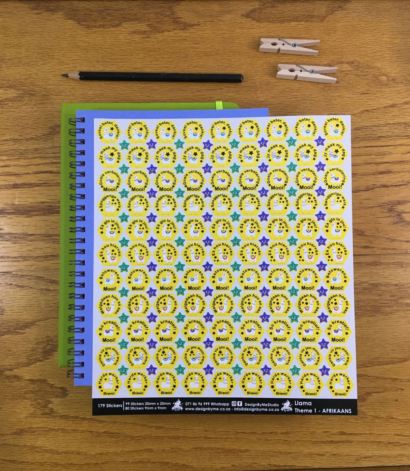 Llama Theme 1 Reward Stickers - Afrikaans