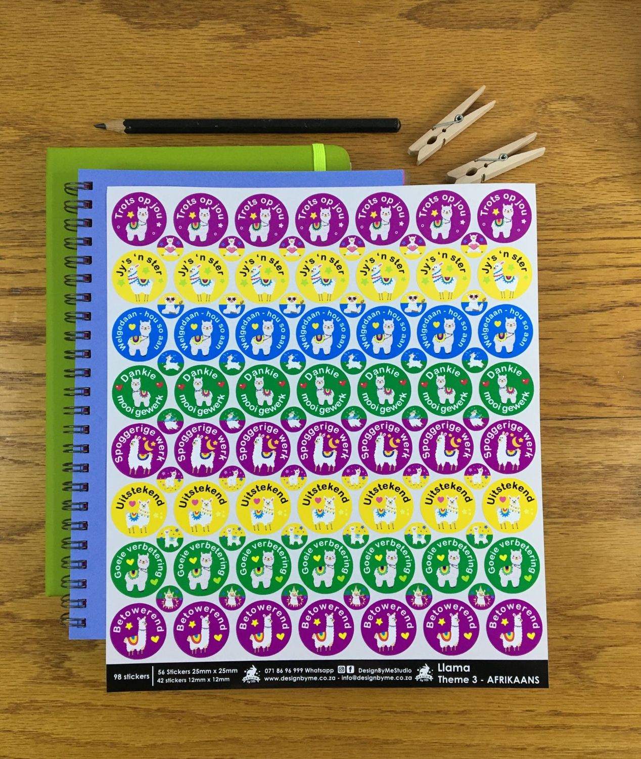 Llama Theme 3 Reward Stickers - Afrikaans