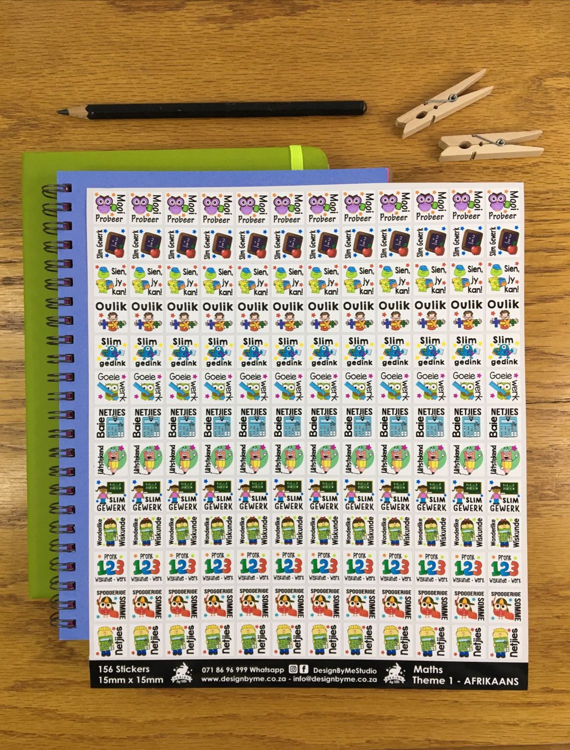 Math Theme 1 Reward Stickers - Afrikaans