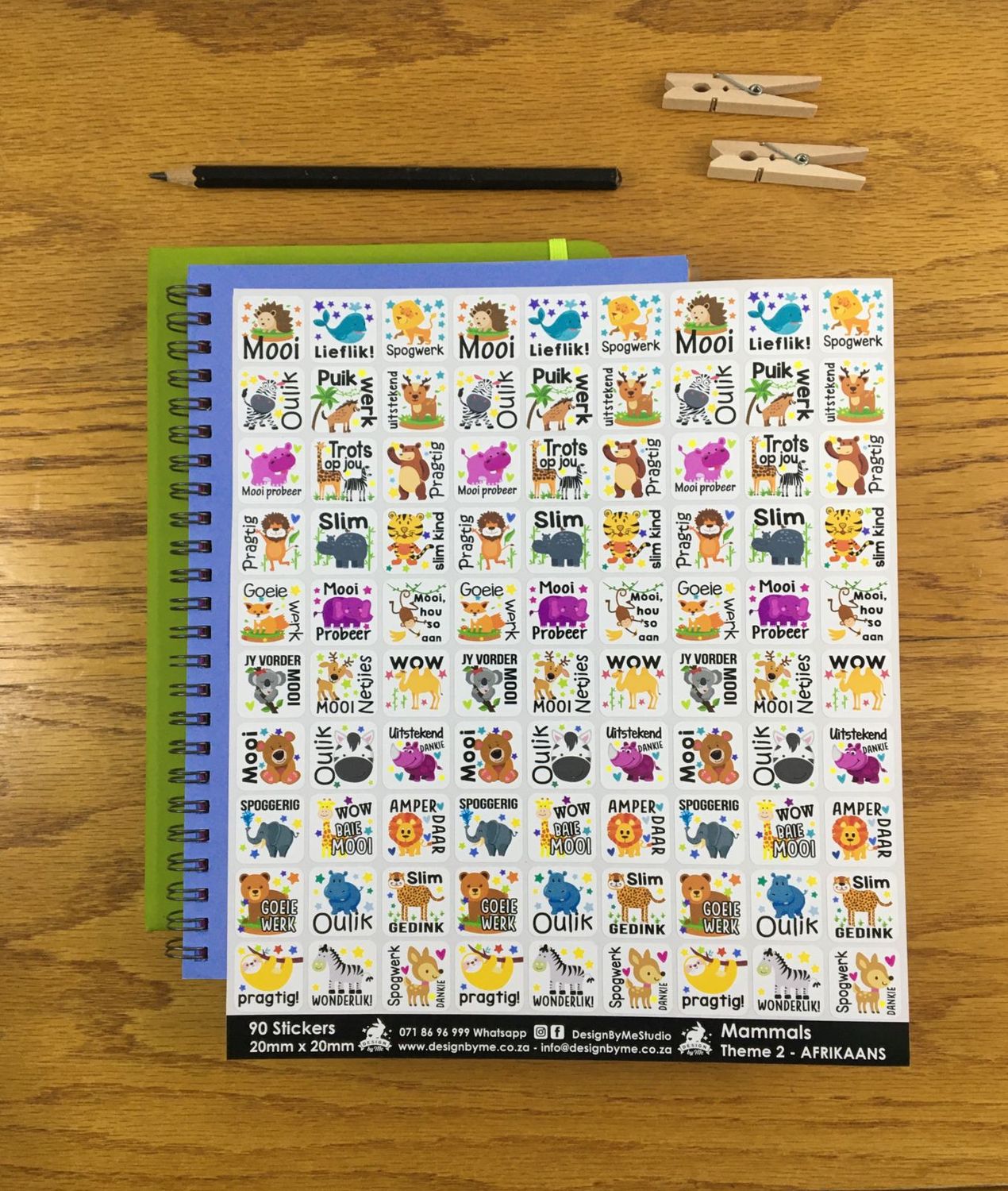 Mammals Theme 2 Reward Stickers - Afrikaans