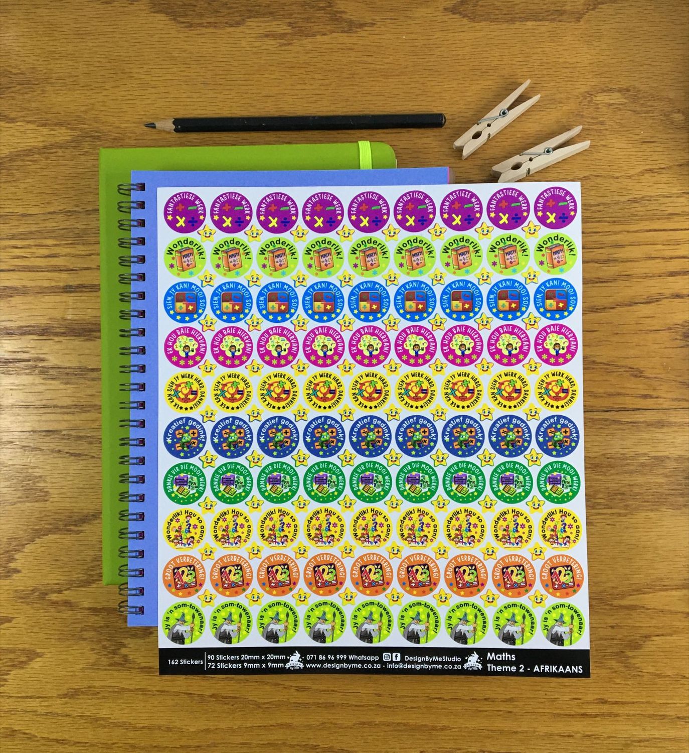 Math Theme 2 Reward Stickers - Afrikaans