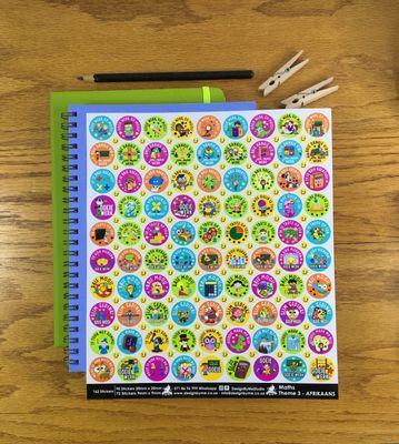 Math Theme 3 Reward Stickers - Afrikaans