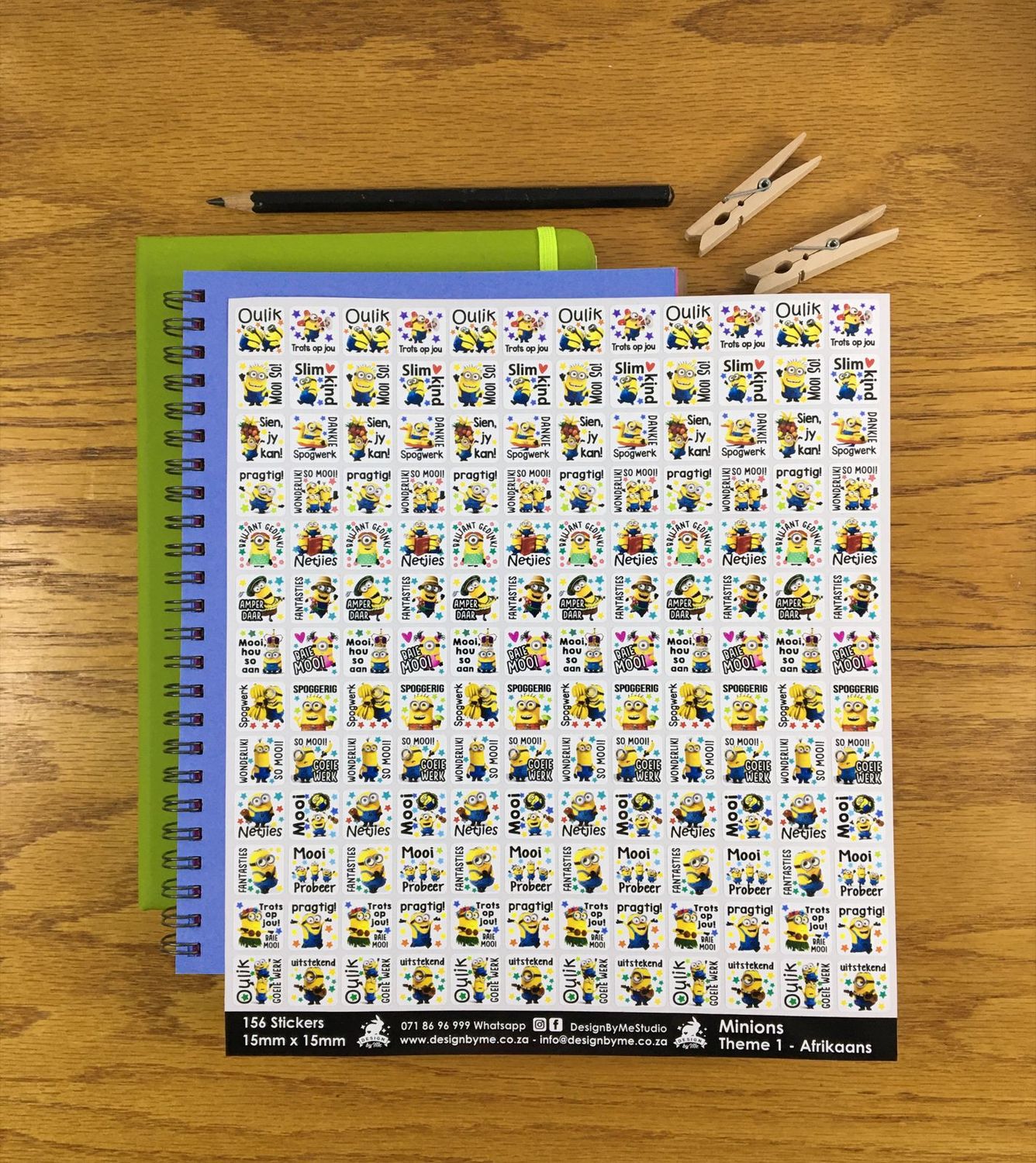 Minions Theme 1  Reward Stickers - Afrikaans