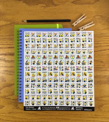 Minions Theme 1  Reward Stickers - Afrikaans