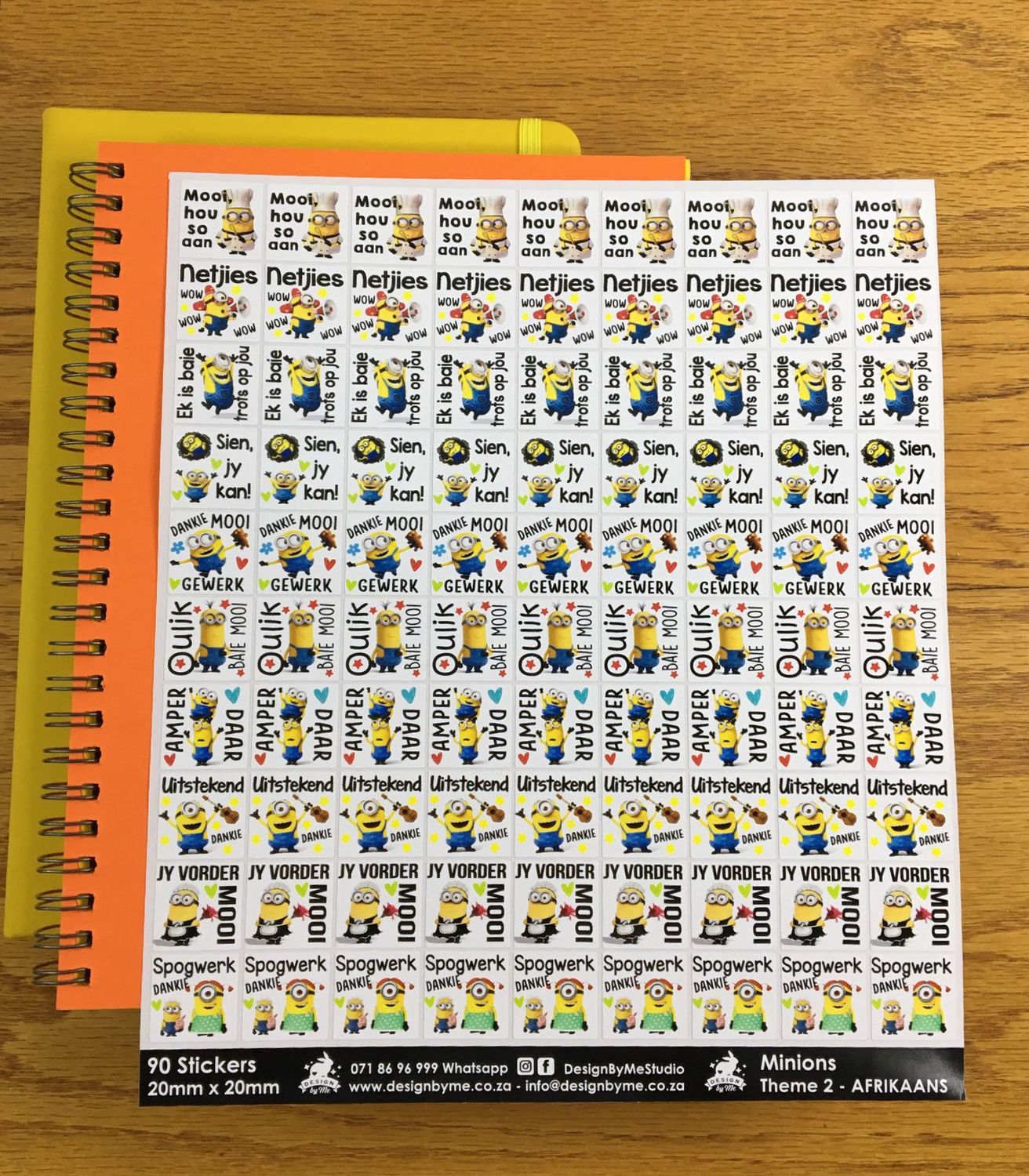 Minions Theme 2 Reward Stickers - Afrikaans
