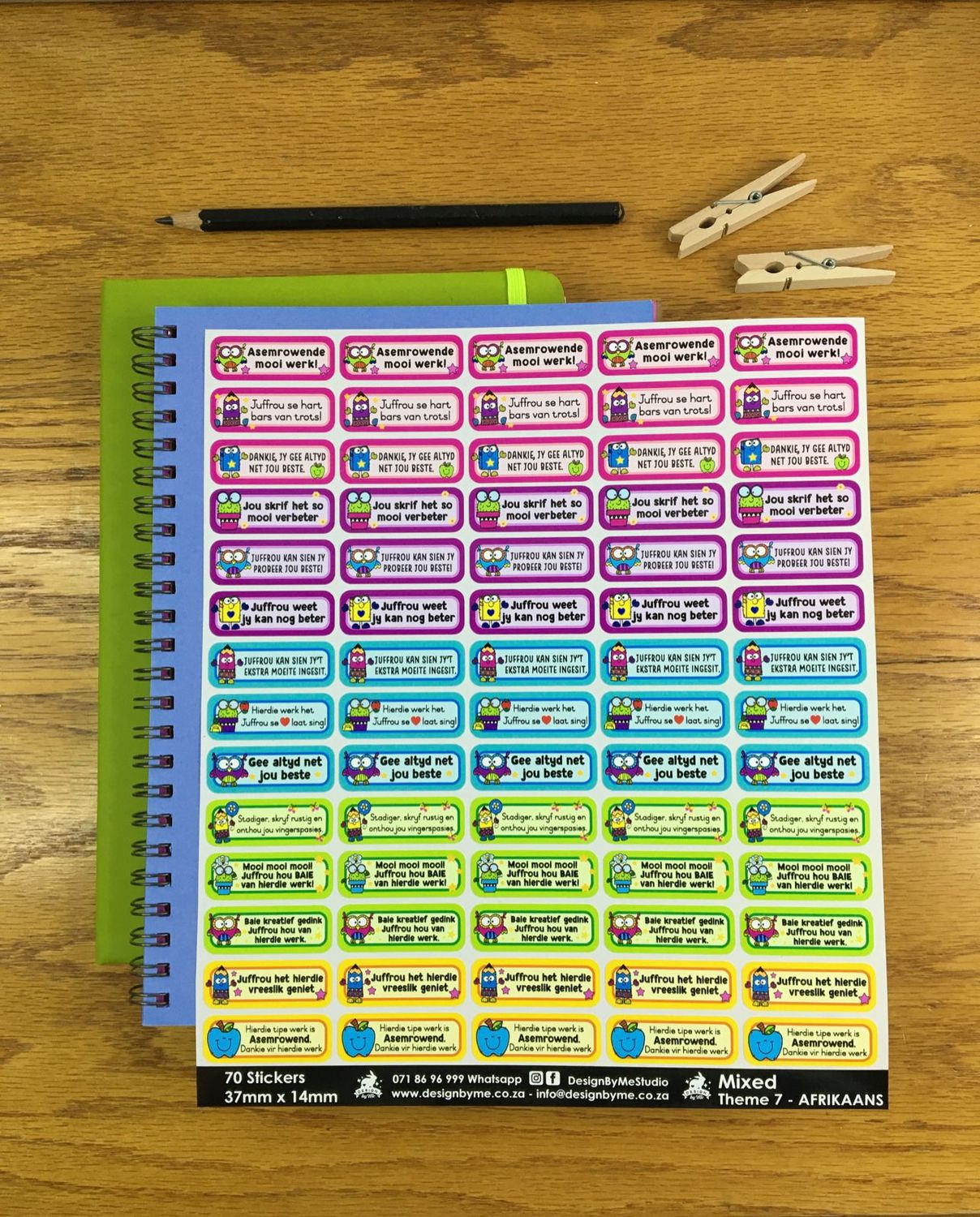 Mixed Theme 7 Reward Stickers - Afrikaans