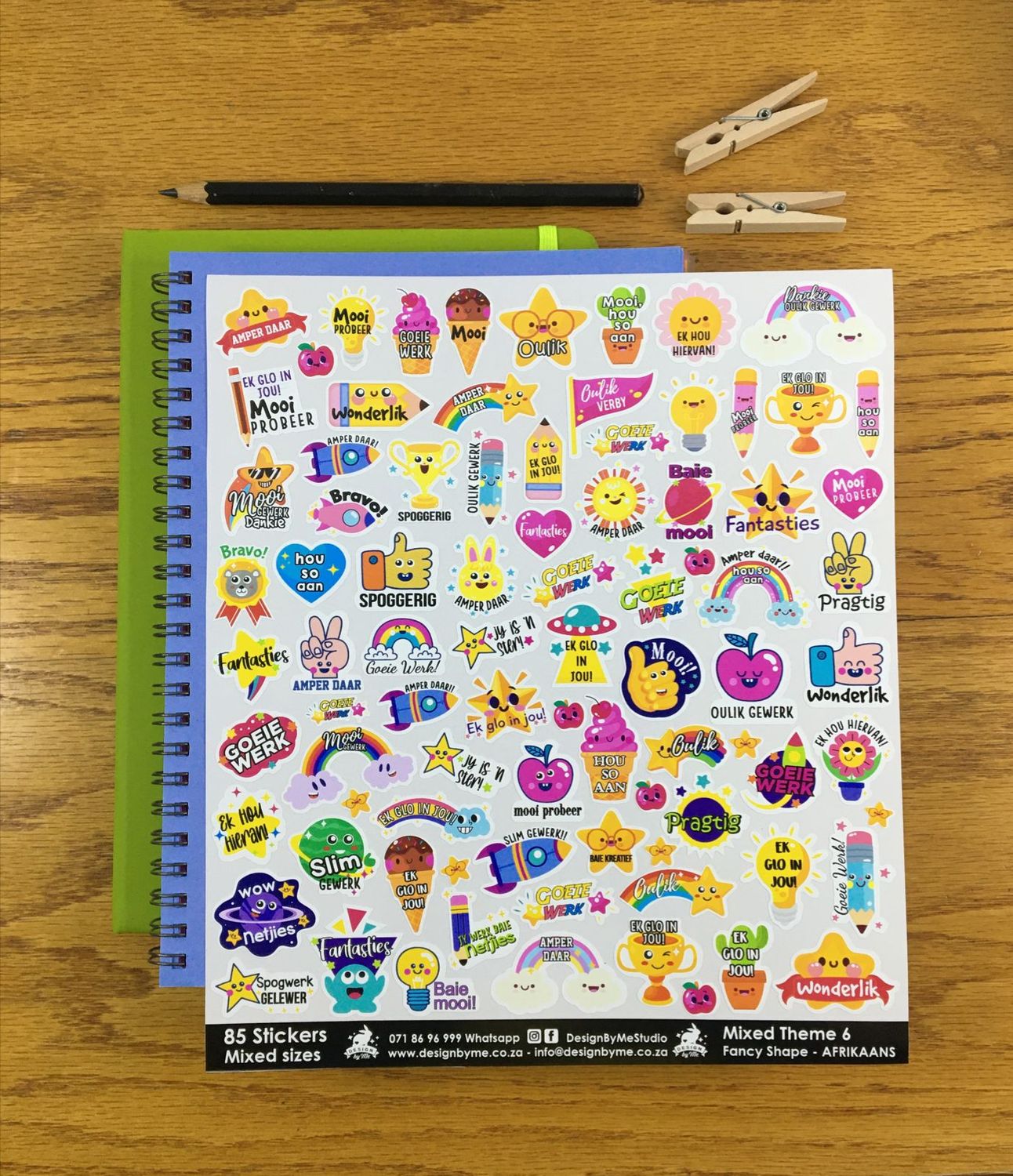 Mixed Theme 6 Reward Stickers - Afrikaans - Fancy Shaped