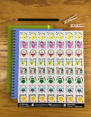 Monsters Theme 3 Reward Stickers - Afrikaans