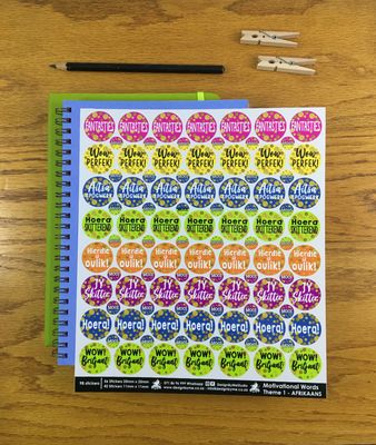 Motivational Words Theme 1 Reward Stickers - Afrikaans