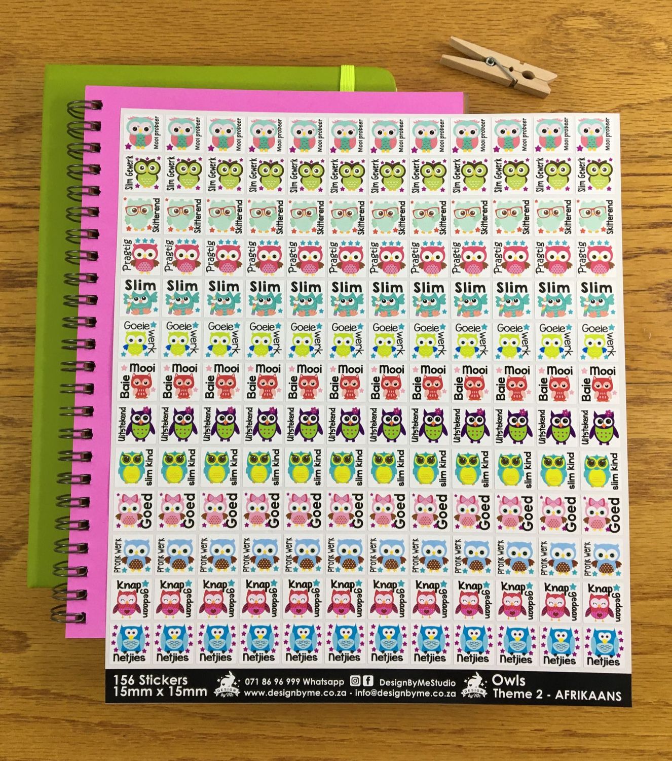 Owls Theme 2 Reward Stickers - Afrikaans