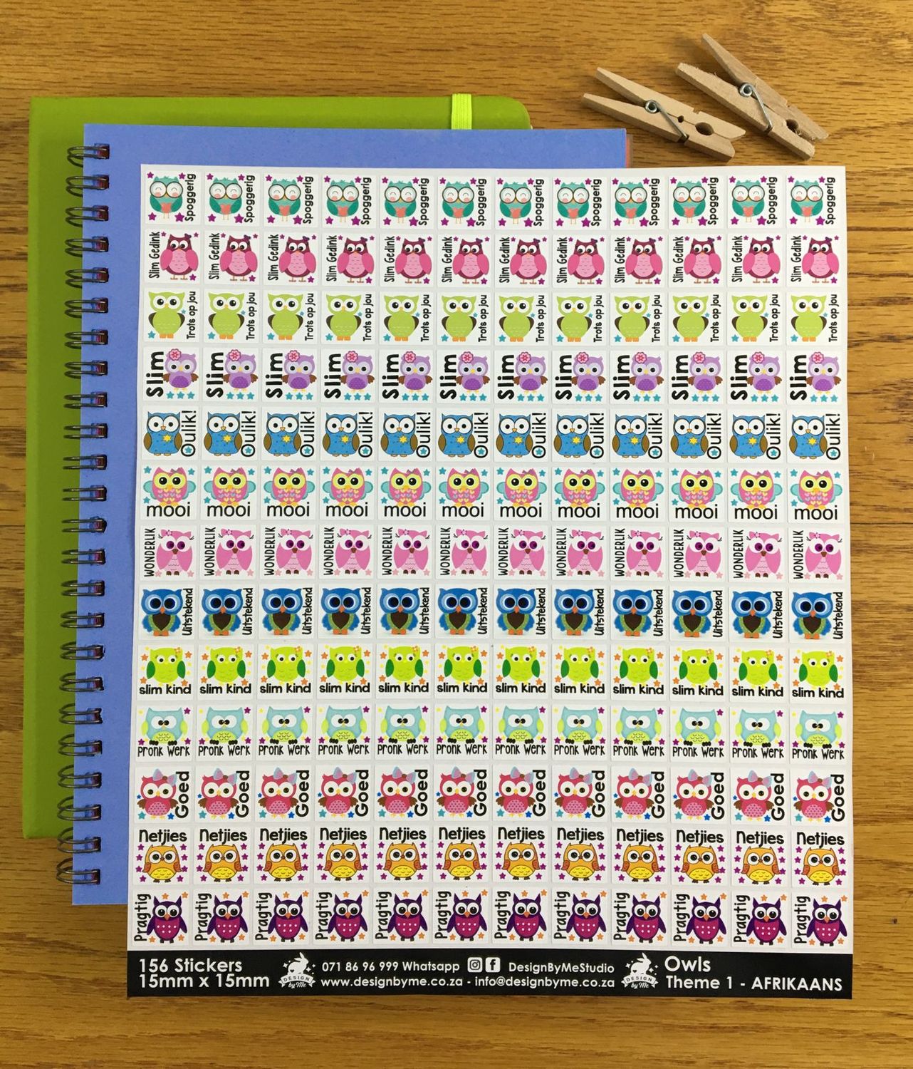 Owls Theme 1 Reward Stickers - Afrikaans