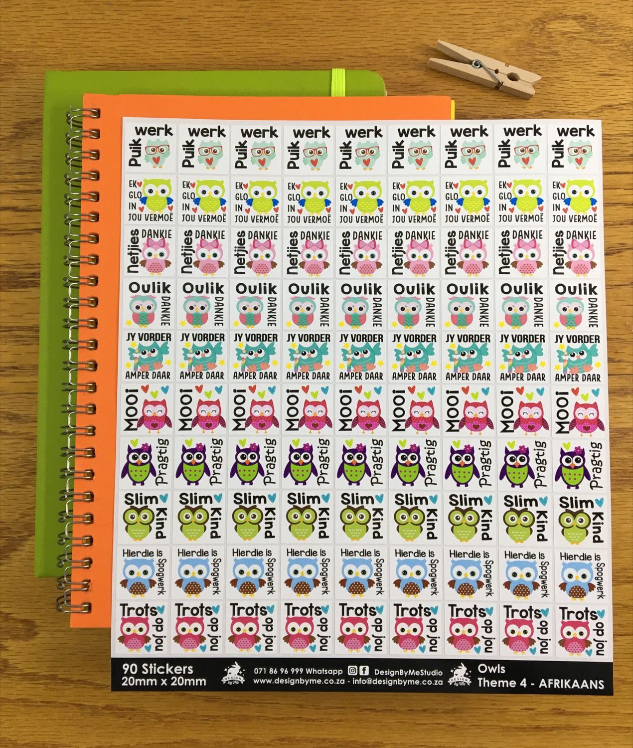 Owls Theme 4 Reward Stickers - Afrikaans