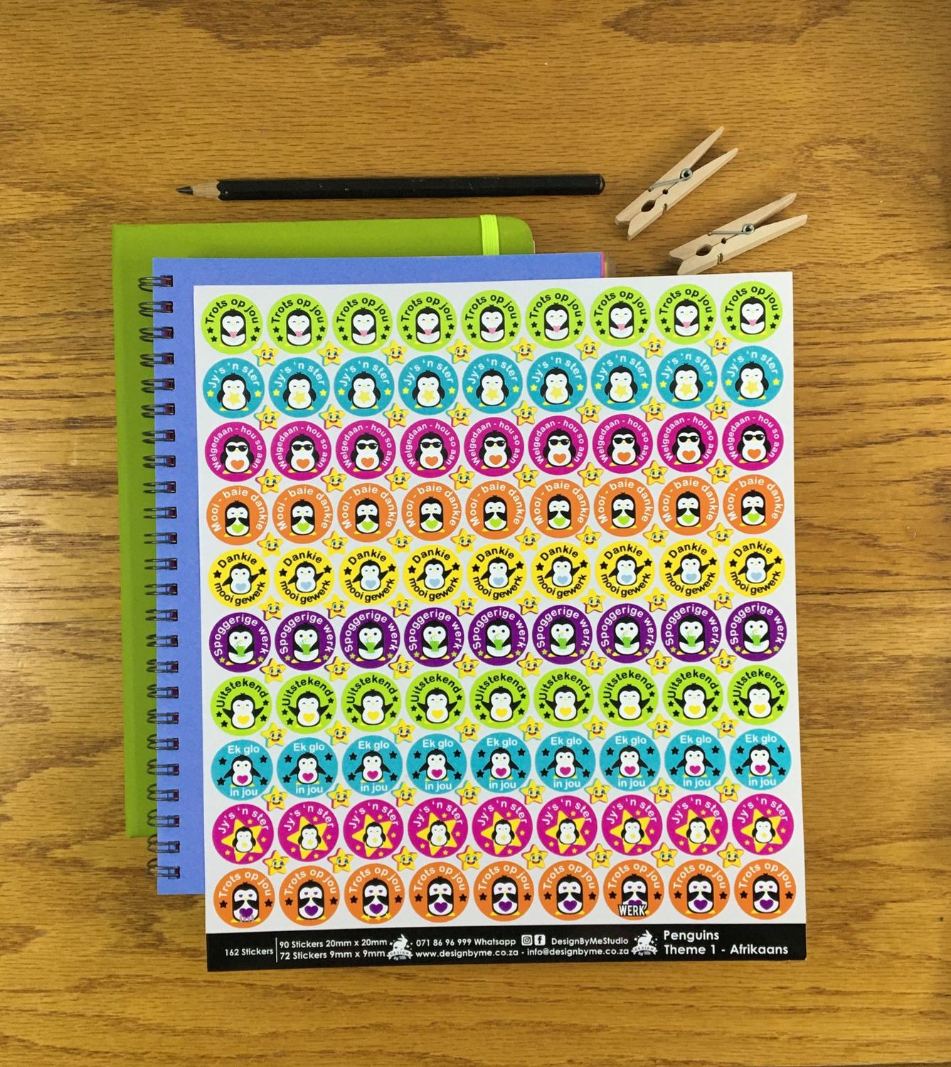 Penguins Theme 1 Reward Stickers - Afrikaans