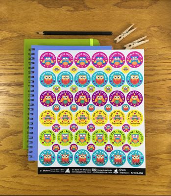 Owls Theme 5 Reward Stickers - Afrikaans