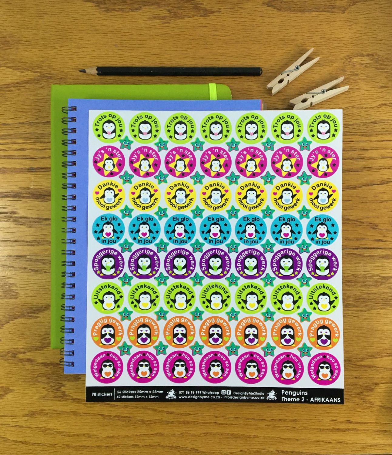 Penguins Theme 2 Reward Stickers - Afrikaans