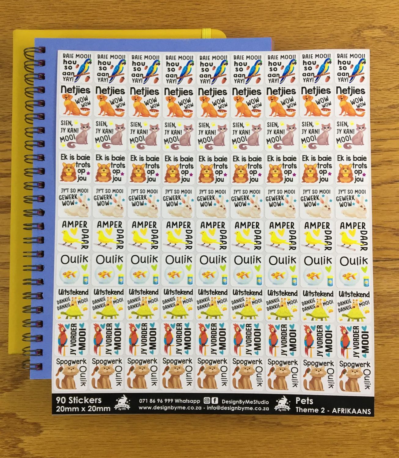 Pets Theme 2 Reward Stickers - Afrikaans