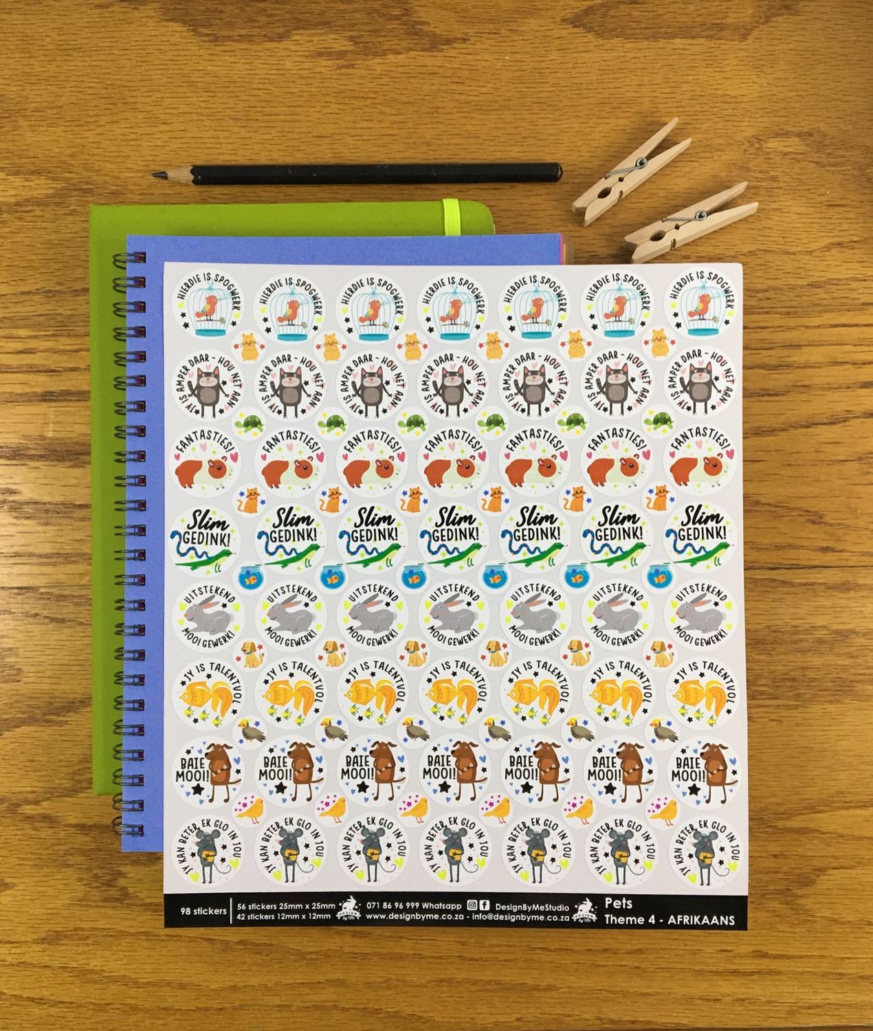 Pets Theme 4 Reward Stickers - Afrikaans