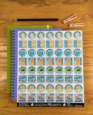 Pets Theme 3 Reward Stickers - Afrikaans