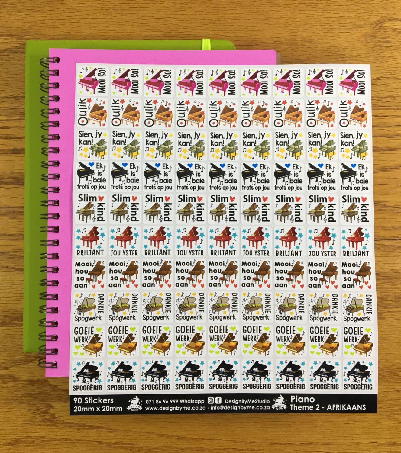 Piano Theme 2 Reward Stickers - Afrikaans
