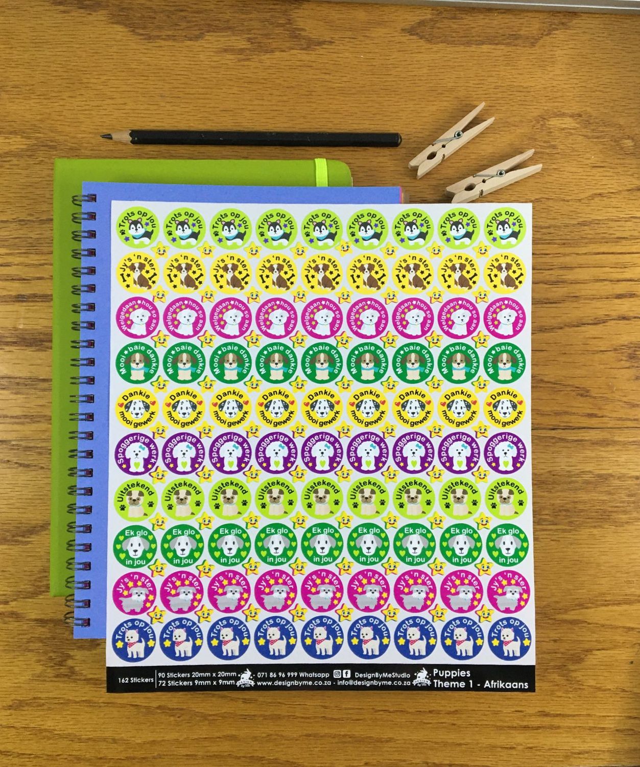 Puppies and Dogs Theme 1 Reward Stickers - Afrikaans