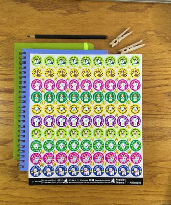 Puppies and Dogs Theme 1 Reward Stickers - Afrikaans