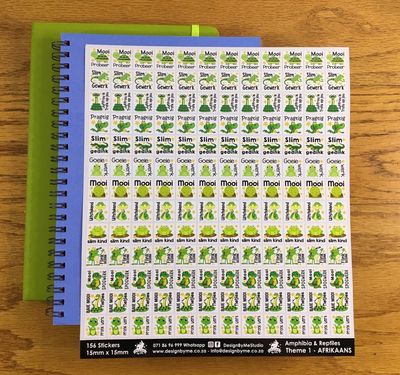 Amphibia and Reptiles Theme 1 Reward Stickers - Afrikaans