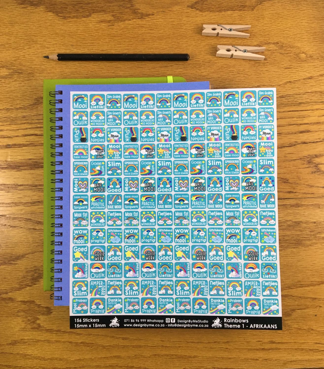 Rainbows Theme 1 Reward Stickers - Afrikaans