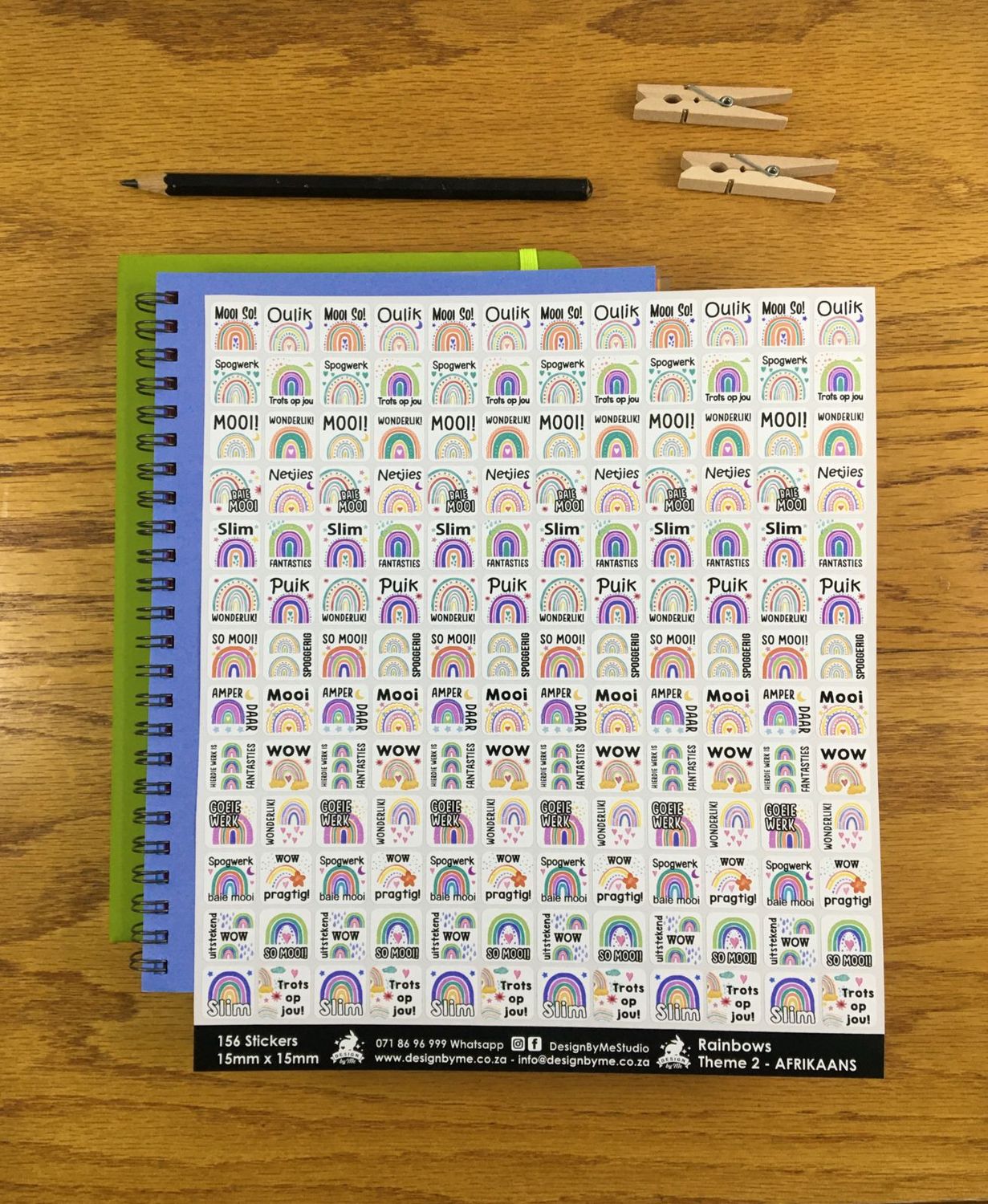 Rainbows Theme 2 Reward Stickers - Afrikaans