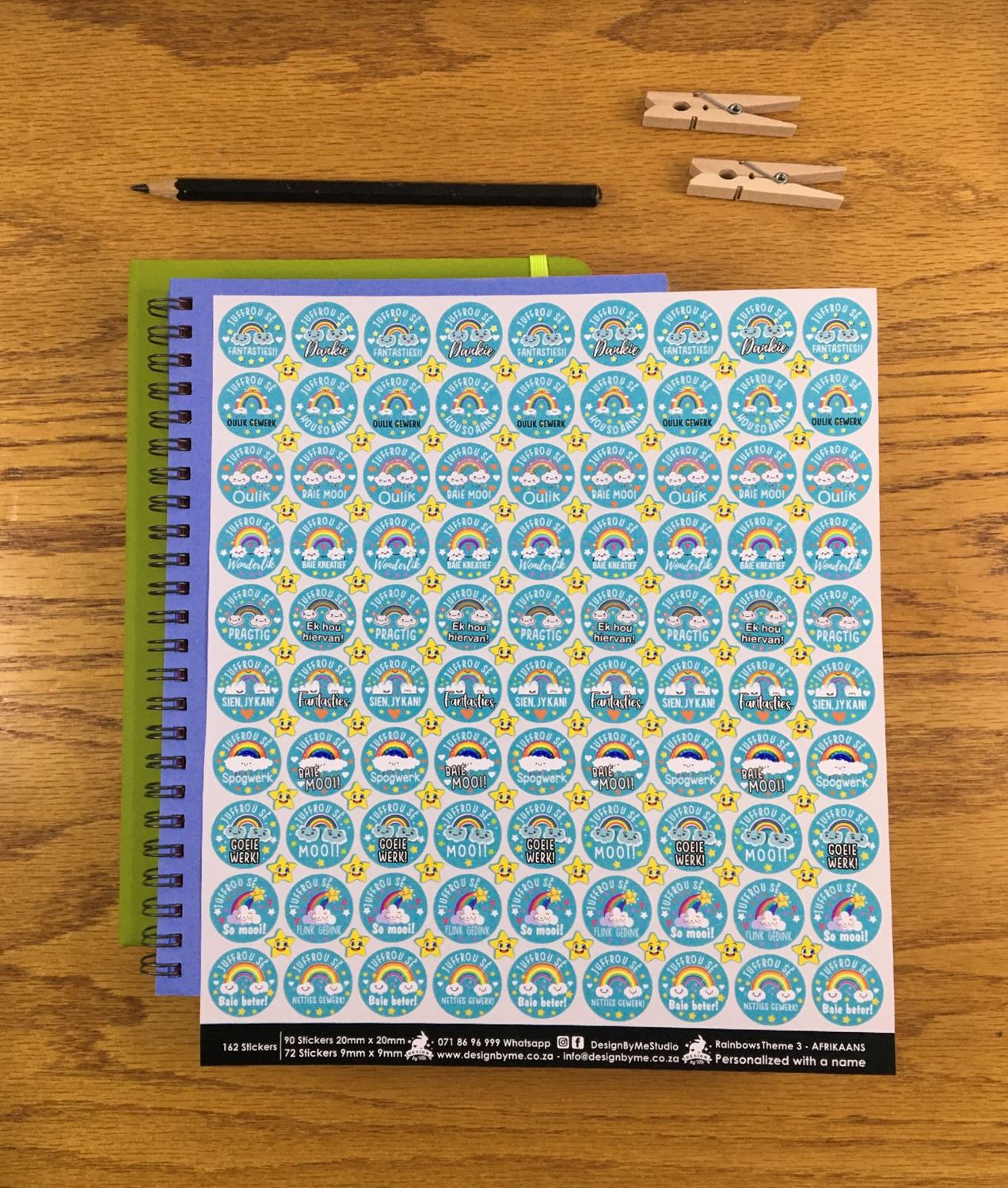 Rainbows Theme 3 Reward Stickers - Afrikaans