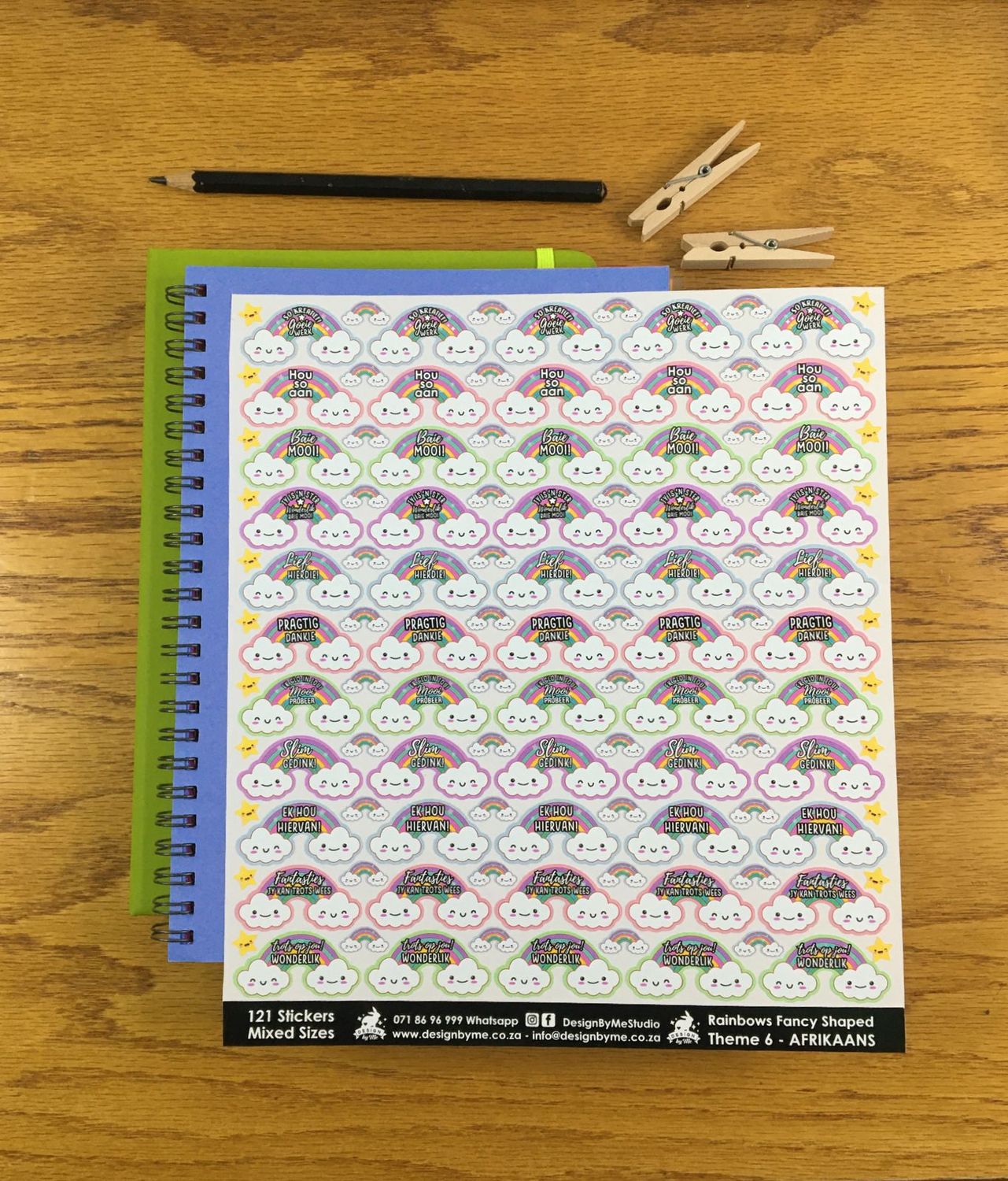 Rainbows Theme 6 Reward Stickers - Afrikaans