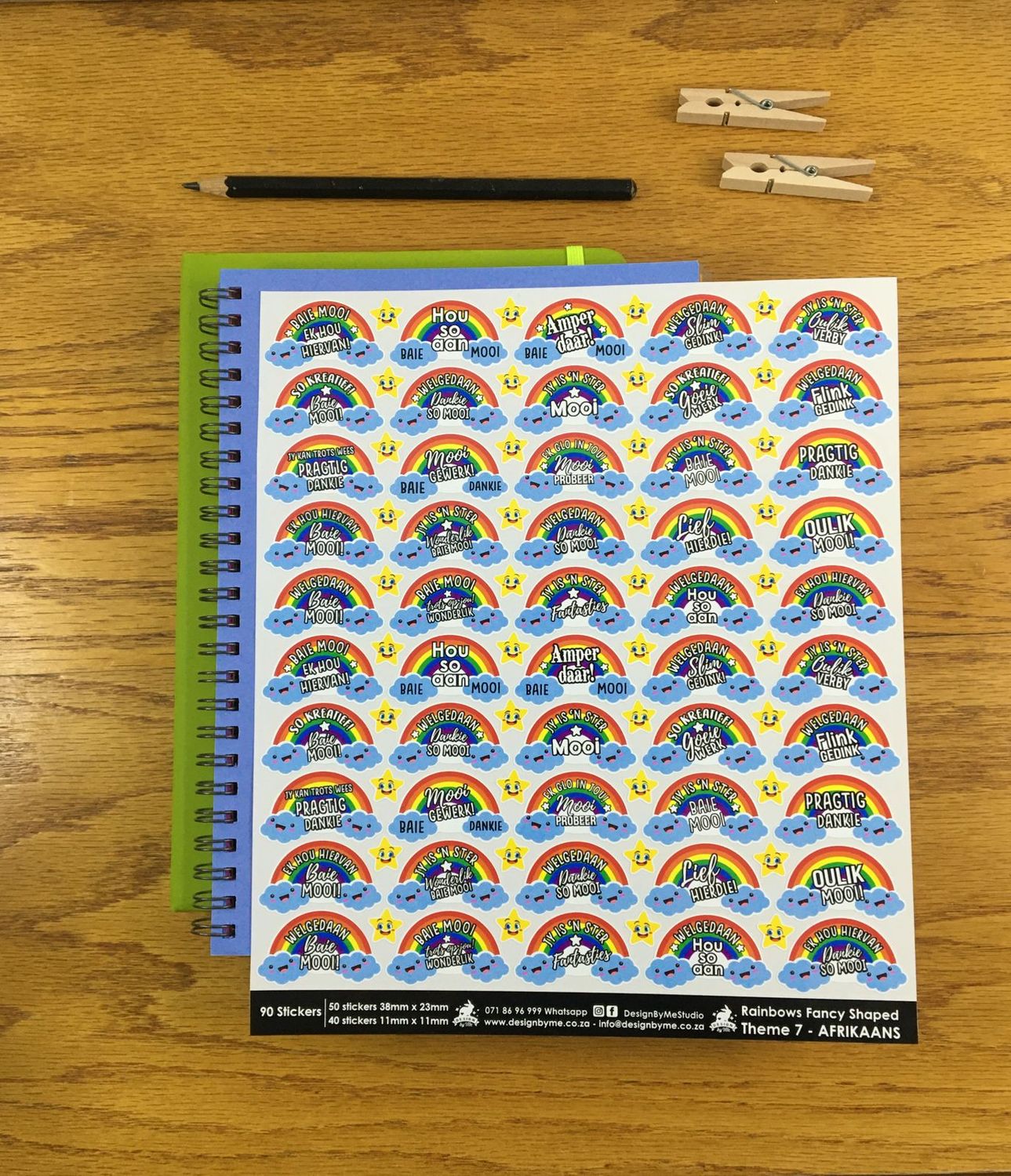 Rainbows Theme 7 Reward Stickers - Afrikaans