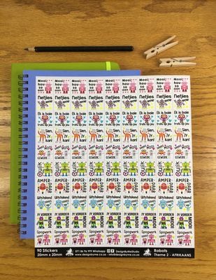 Robot Theme 2 Reward Stickers - Afrikaans