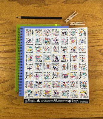 Science Theme 5 Reward Stickers - Afrikaans