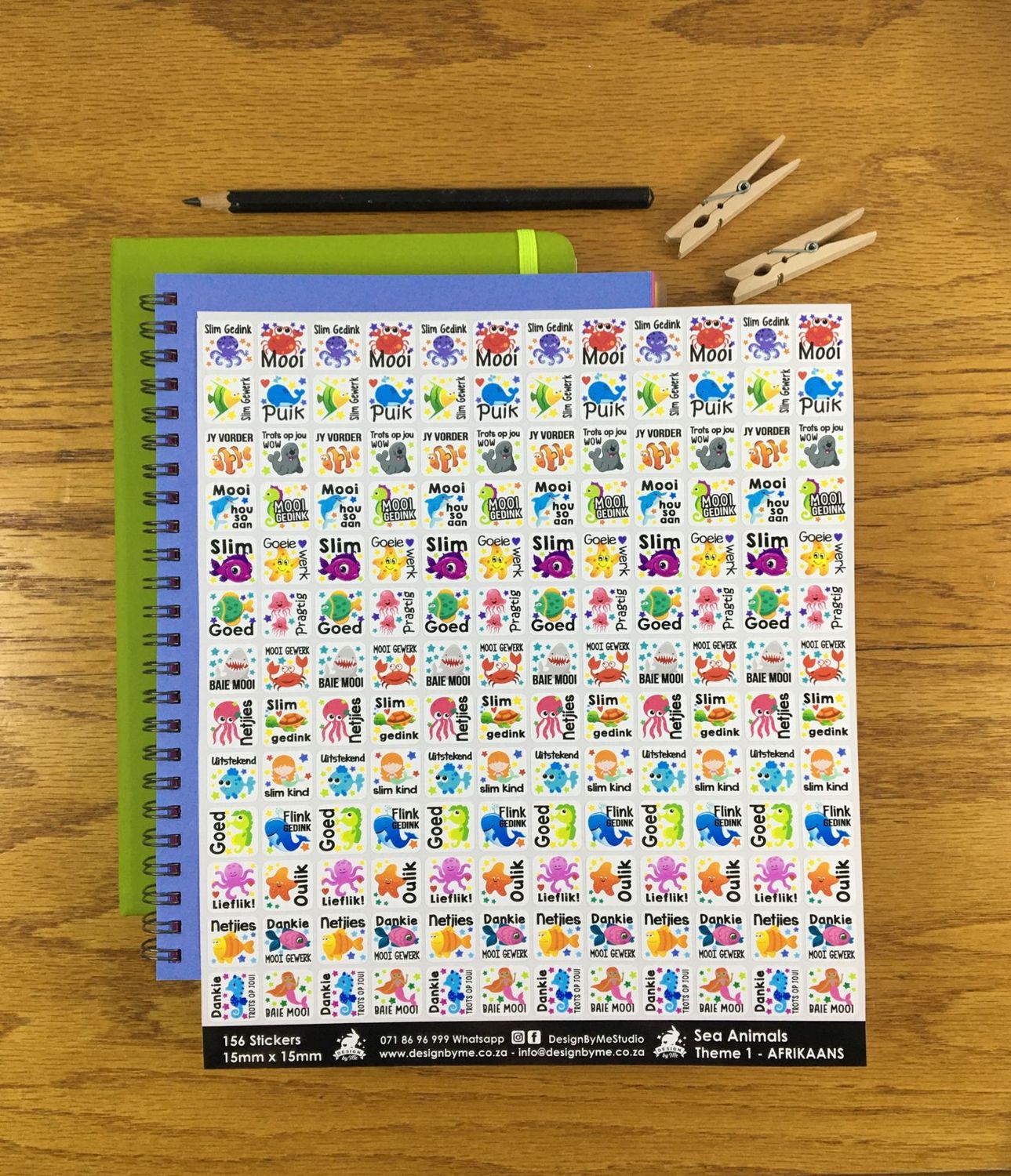 Sea Animals Theme 1 Reward Stickers - Afrikaans